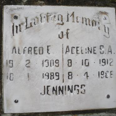 JENNINGS Alfrede 1909-1989 &amp; Adeline S.A. 1912-1988