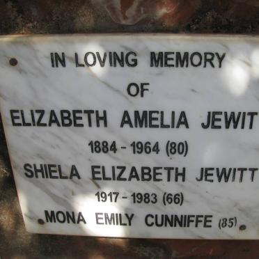 JEWITT Elizabeth Amelia 1884-1964 :: JEWITT Shiela Elizabeth 1917-1983 :: CUNNIFFE Mona Emily