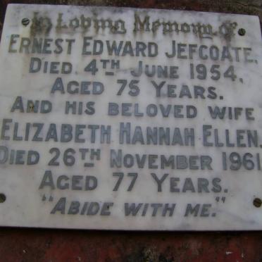 JEFCOATE Ernest Edward -1954 &amp; Elizabeth Hannah Ellen -1961