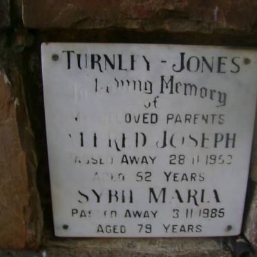 JONES Alfred Joseph, Turnley -1952 &amp; Sybil Maria -1985