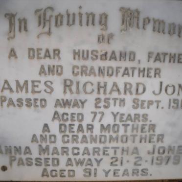 JONES James Richard -1967 &amp; Anna Margaretha -1979