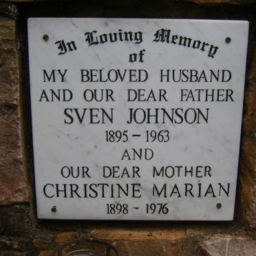 JOHNSON Sven 1895-1963 &amp; Christine Marian 1898-1976