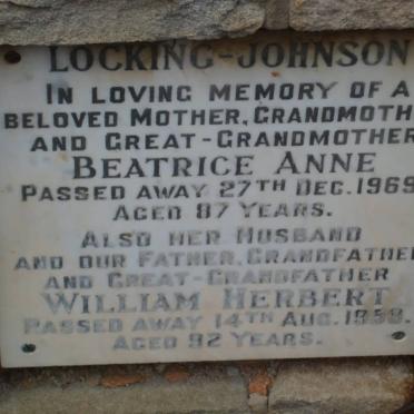 JOHNSON William Herbert, Locking -1959 &amp; Beatrice Anne -1969