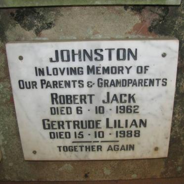 JOHNSTON Robert Jack -1962 &amp; Gertrude Lilian -1988
