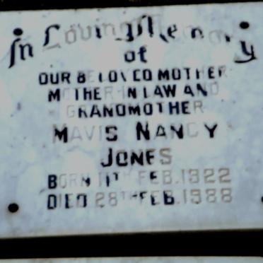 JONES Mavis Nancy 1922-1988
