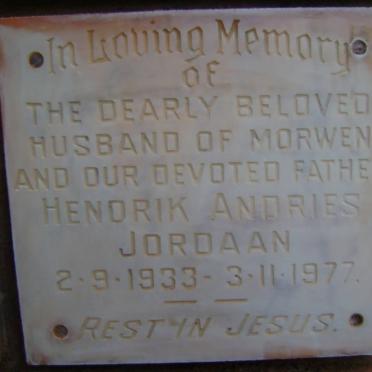 JORDAAN Hendrik Andries 1933-1977