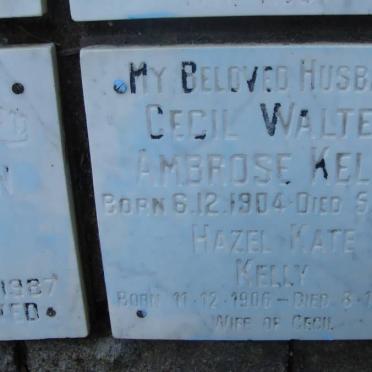 KELLY Cecil Walter Ambrose 1904-1987 &amp; Hazel Kate 1906-1994