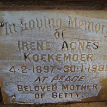 KOEKEMOER Irene Agnes 1897-1981