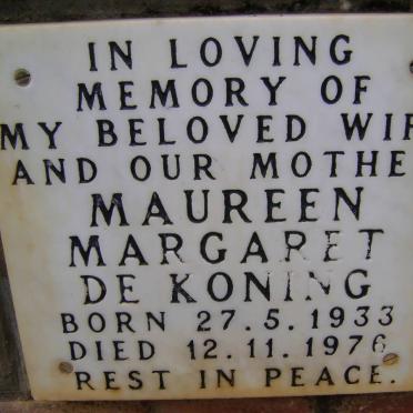 KONING Maureen Margaret, de 1933-1976