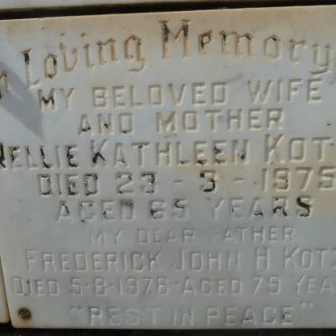 KOTZE Frederick John H. -1976 &amp; Nellie Kathleen -1975