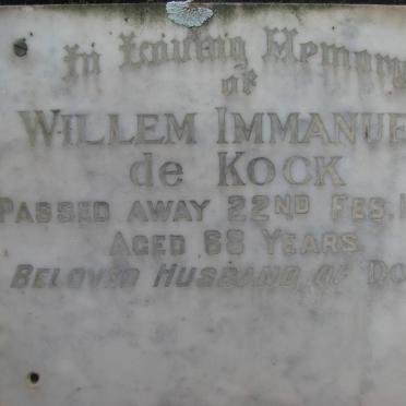 KOCK Willem Immanuel, de -1963 