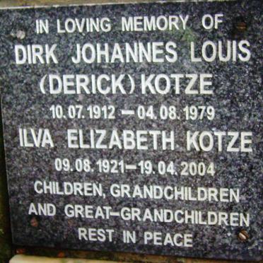 KOTZE Dirk Johannes Louis 1912-1979 &amp; Ilva Elizabeth 1921-2004