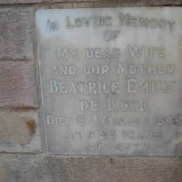 KOCK Beatrice Emily, De -1949