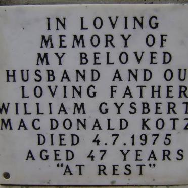 KOTZE William Gysberth Mac Donald -1975