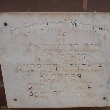 KLOPPER Andries Hendrik -1972