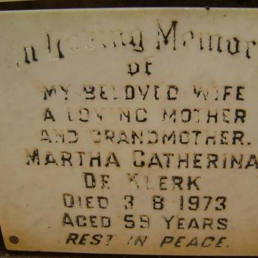 KLERK Martha Catherina, de -1973