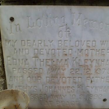 KLEYNHANS Mathys Johannes -1993 &amp; Edna Thelma -1978