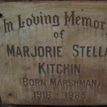 KITCHIN Marjorie Stella nee MARSHMAN 1916-1985