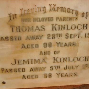 KINLOCH Thomas -1950 &amp; Jemima -1958