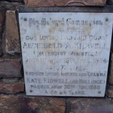 KIDWELL Archibald A. -1954 &amp; Kate HOLLIDGE -1968