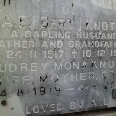 KNOTT A.E. 1917-1986 &amp; Audrey Mona 1919-2002