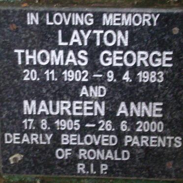 LAYTON Thomas George 1902-1983 &amp; Maureen Anne 1905-2000