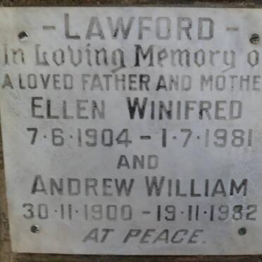 LAWFORD Andrew William 1900-1982 &amp; Ellen Winifred 1904-1981