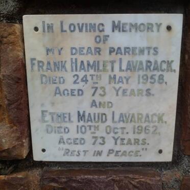LAVARACK Frank Hamlet -1958 &amp; Ethel Maud -1962