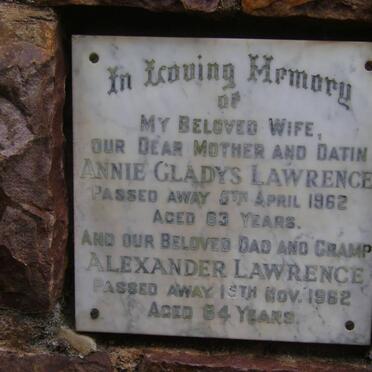 LAWRENCE Alexander -1962 &amp; Annie Gladys -1962