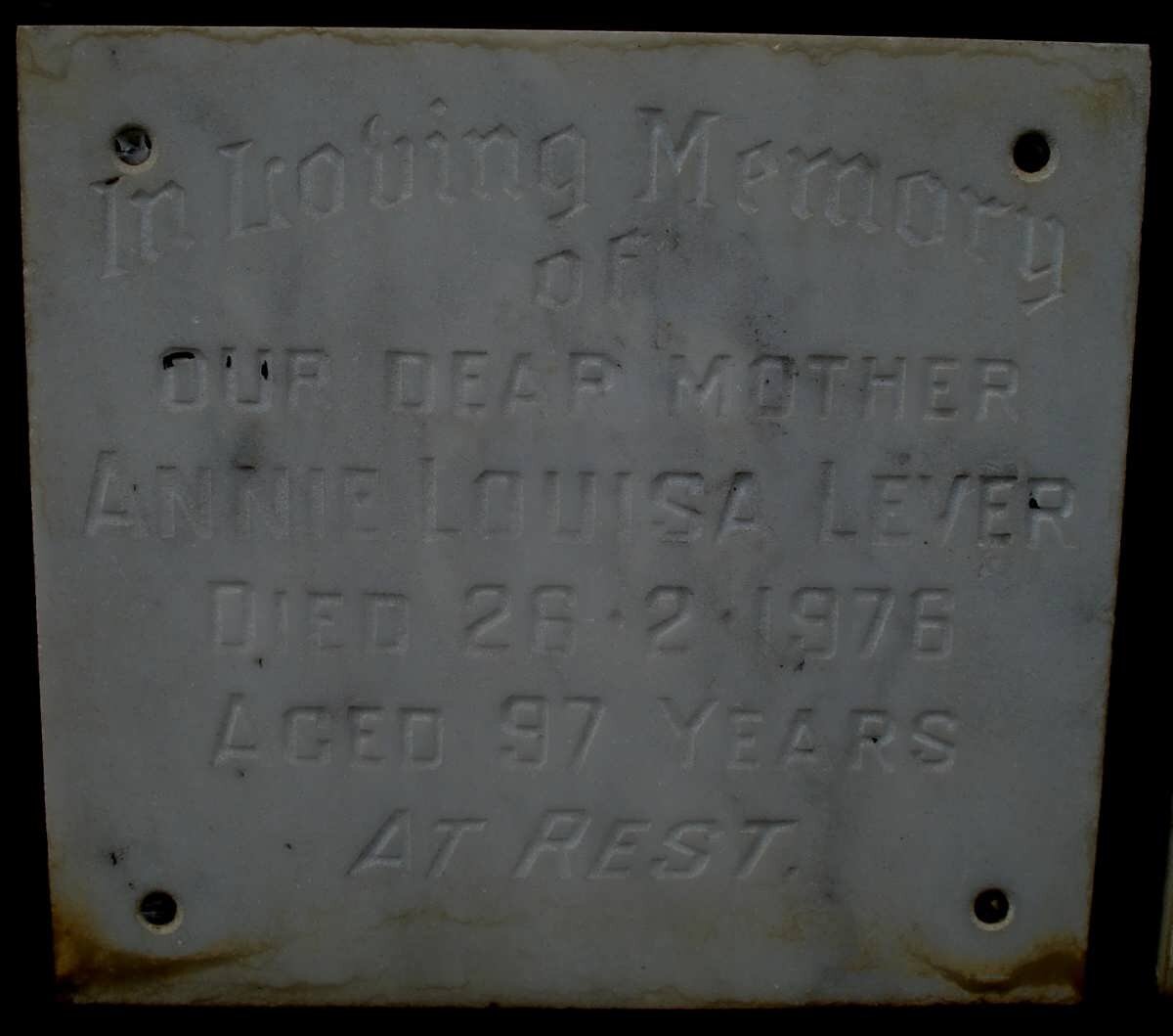 LEVER Annie Louisa -1976