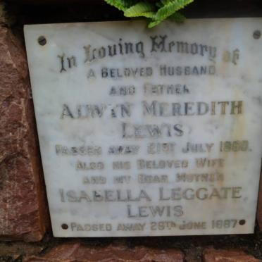 LEWIS Alwyn Meredith -1960 &amp; Isabella LEGGATE -1967