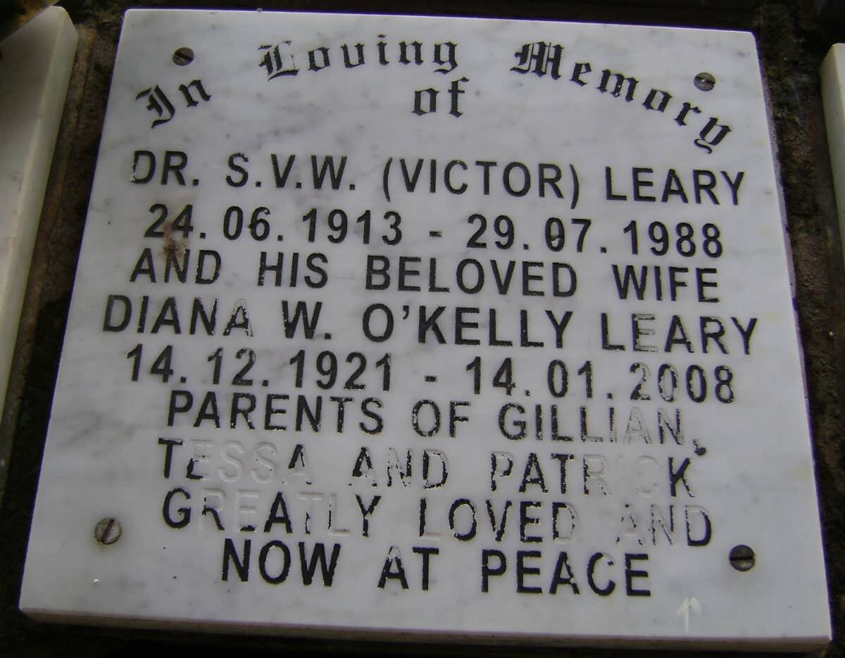 LEARY S.V.W. 1913-1988 &amp; Diana W. O'Kelly 1921-2008