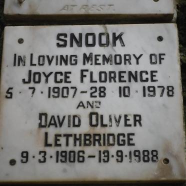 LETHBRIDGE David Oliver 1906-1988 :: SNOOK Joyce Florence 1907-1978