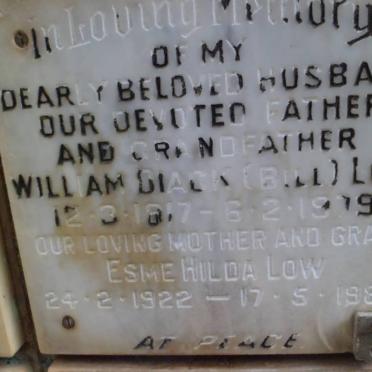 LOW William Diack 1917-1979 &amp; Esme Hilda 1922-1983