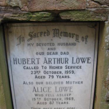 LOWE Hubert Arthur -1959 &amp; Alice -1969