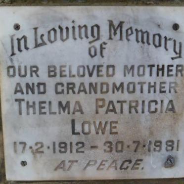 LOWE Thelma Patricia 1912-1981
