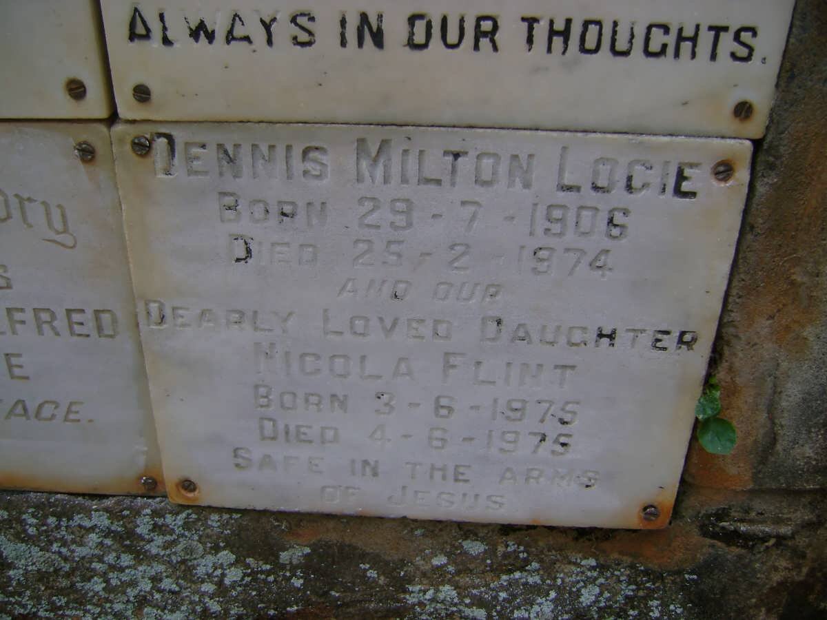 LOGIE Dennis Milton 1906-1974 :: FLINT Nicola 1975-1975