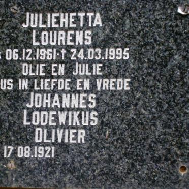 LOURENS Juliehetta 1961-1995 :: OLIVIER Johannes Lodewikus 1921-1995