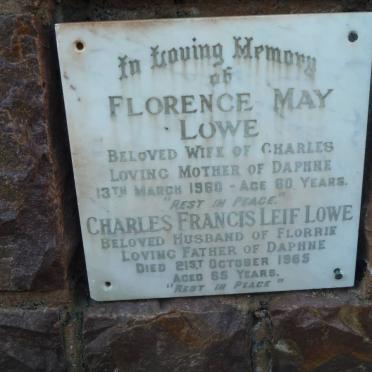 LOWE Charles Francis Leif -1965 &amp; Florence May -1960