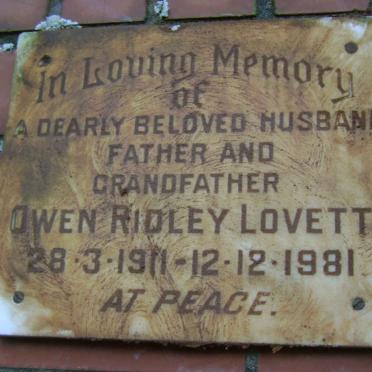 LOVETT Owen Ridley 1911-1981