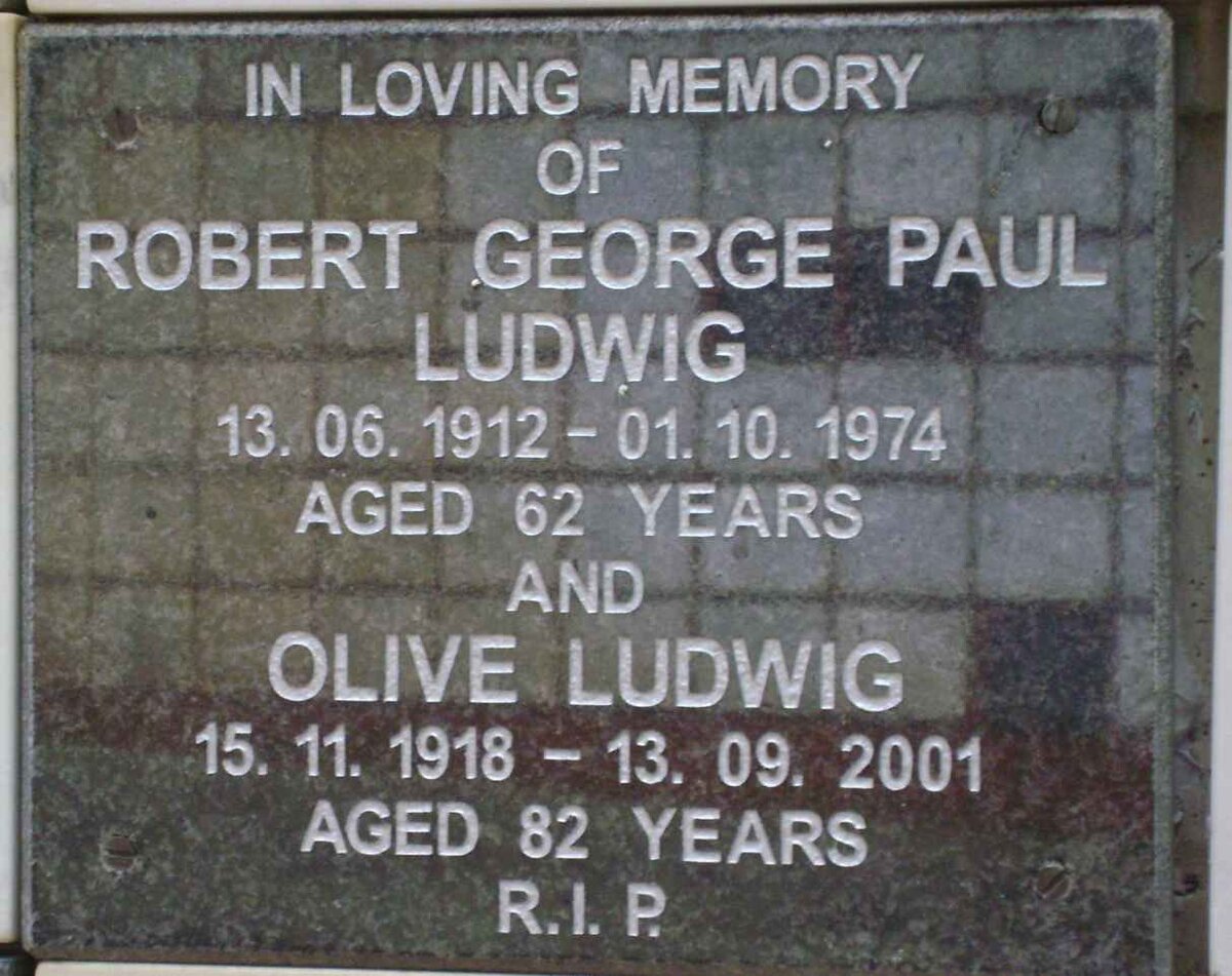 LUDWIG Robert George Paul 1912-1974 &amp; Olive 1918-2001
