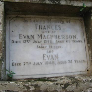 MACPHERSON Evan -1946 &amp; Frances -1938