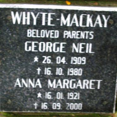 MACKAY George Neil, Whyte 1909-1980 &amp; Anna Margaret 1921-2000