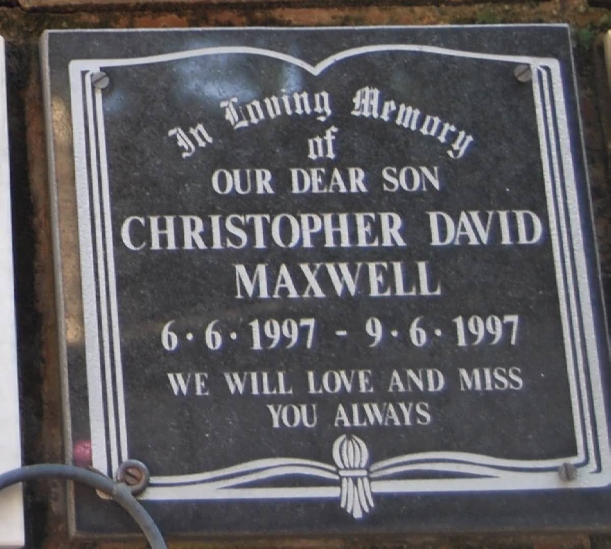 MAXWELL Christopher David 1997-1997