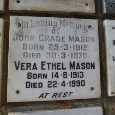 MASON John Grace 1912-1978 &amp; Vera Ethel 1913-1990