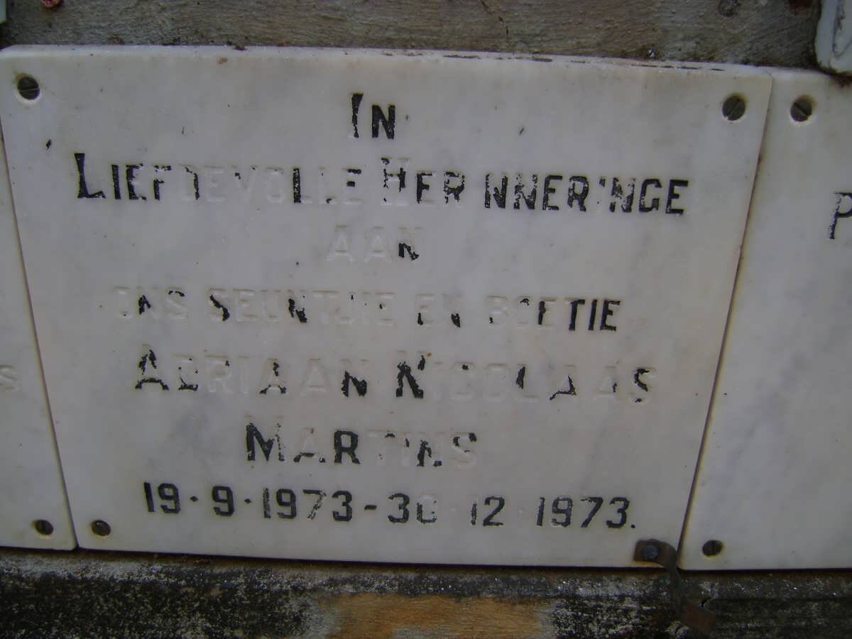 MARTINS Adriaan Nicolaas 1973-1973
