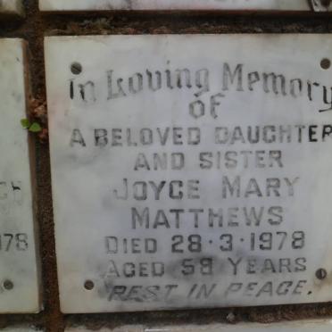 MATTHEWS Joyce Mary -1978