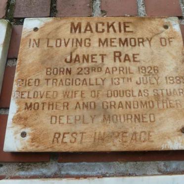 MACKIE Janet Rae 1926-1985