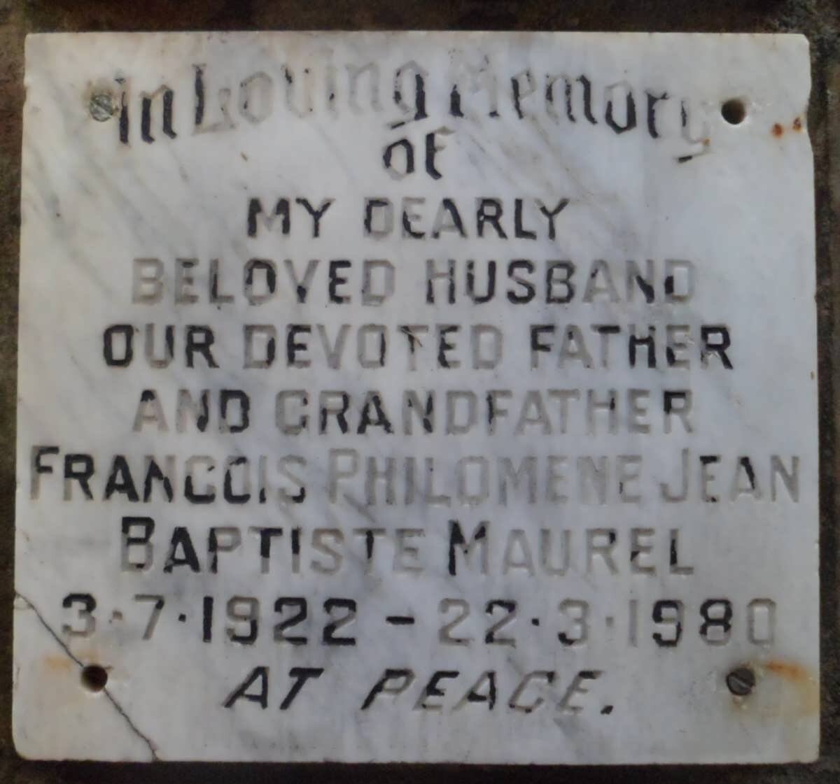 MAUREL Francois Philomene Jean Baptiste 1922-1980