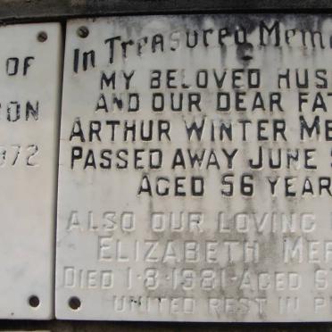 MERRICK Arthur Winter -1972 &amp; Elizabeth -1981